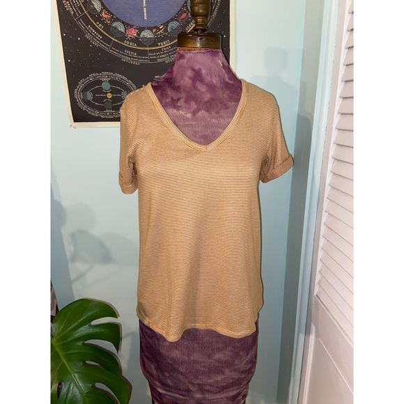 American Eagle Outfitters Tops - American Eagle Outfitters Soft & Sexy Plush Yellow & White Striped T-Shirt - S